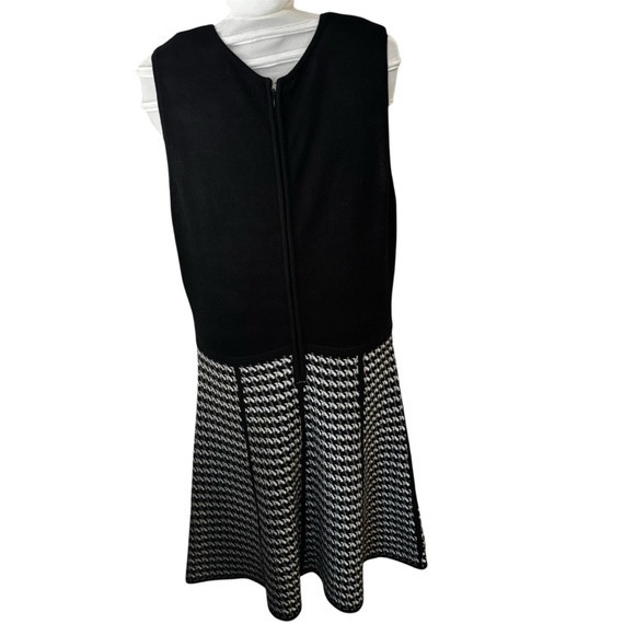 Calvin Klein Houndstooth Knit Fit & Flare Dress Women's Small S Black White Work - Picture 2 of 16